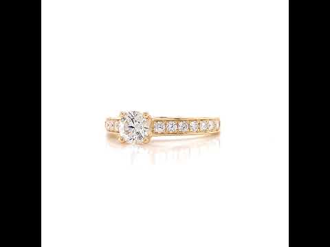 Four Prong Yellow Gold Channel Diamond Ring