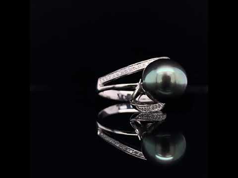 Diamond Pearl Ribbon Ring