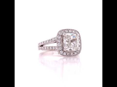 Rounded Halo Cushion Cut Diamond Ring