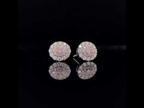 Pink Diamond Double Halo Earrings