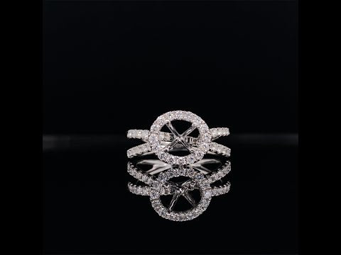 Round halo split shank diamond ring video