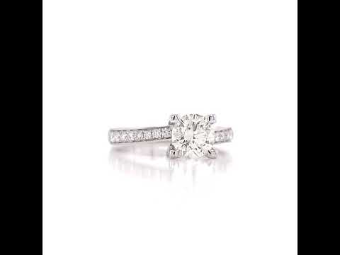Four Prong Curved Round Cut Diamond Engagement Ring