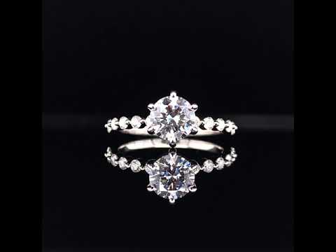 Round Cut Shared Prong Engagement Ring