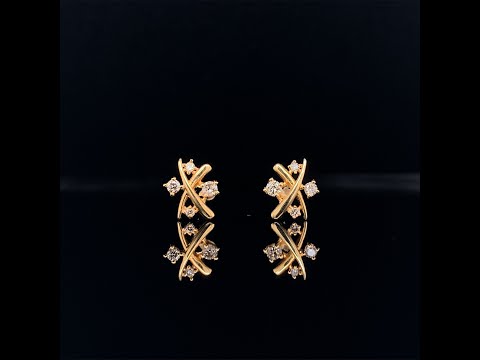 18k yellow gold diamond criss-cross earrings video