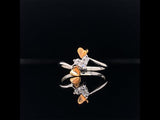 diamond and rose gold fluttering hearts ring