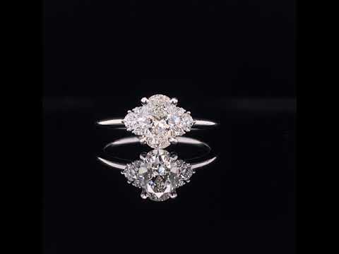 Oval Side Stone Engagement Ring