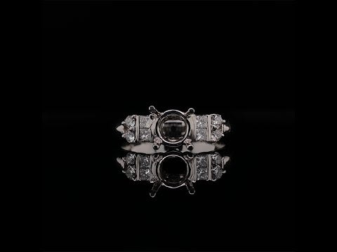 Round cut diamond with princess cut side diamonds video