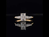 Emerald and Tapered Baguette Diamond Engagement Ring