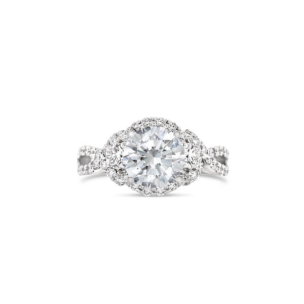 round cut antique style split shank diamond ring