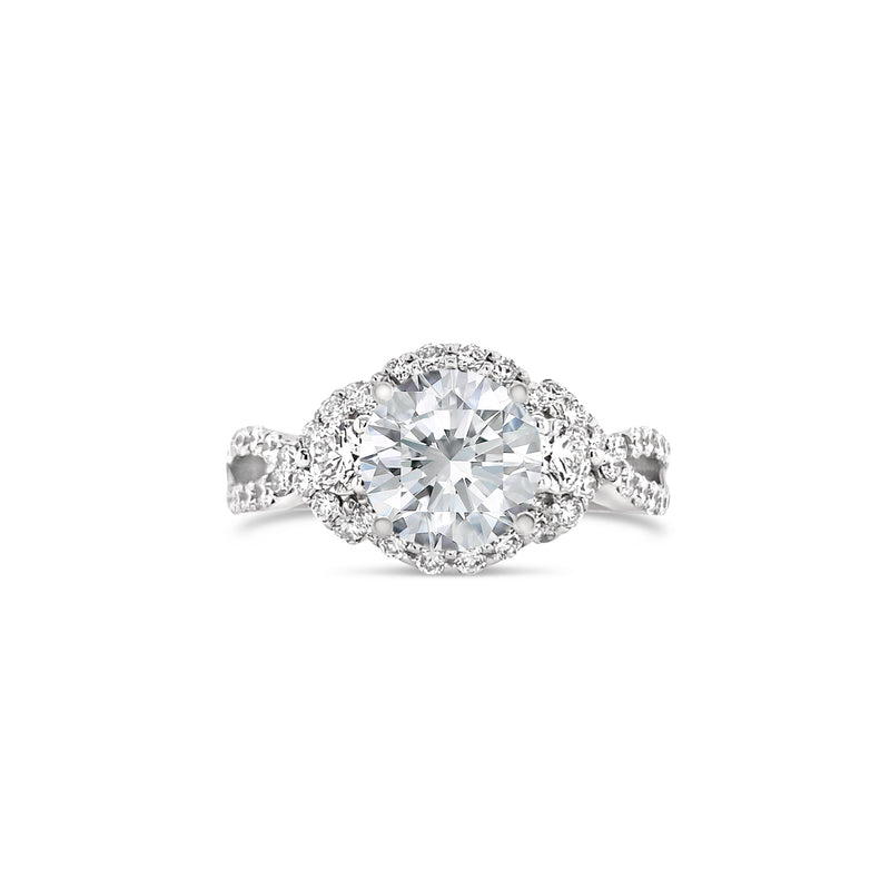 round cut antique style split shank diamond ring