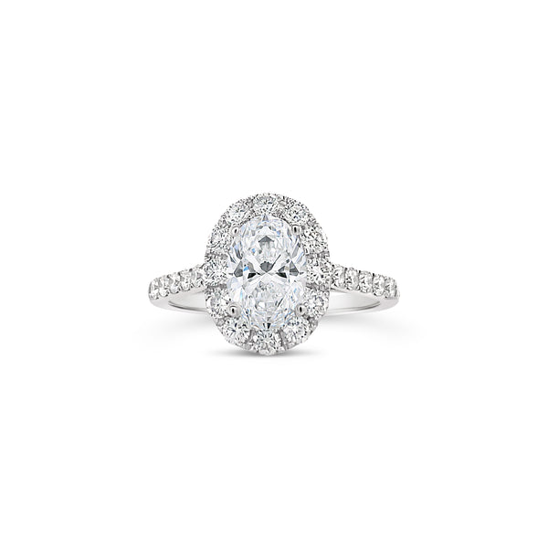 Classic oval halo engagement ring