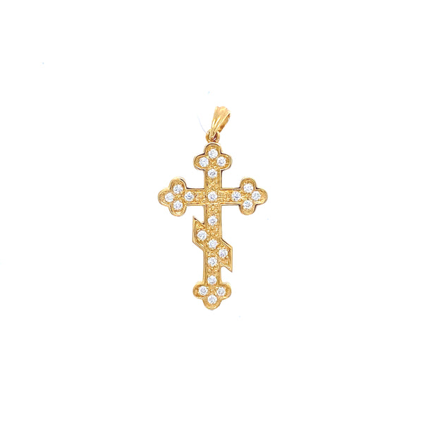 Yellow gold diamond cross pendant