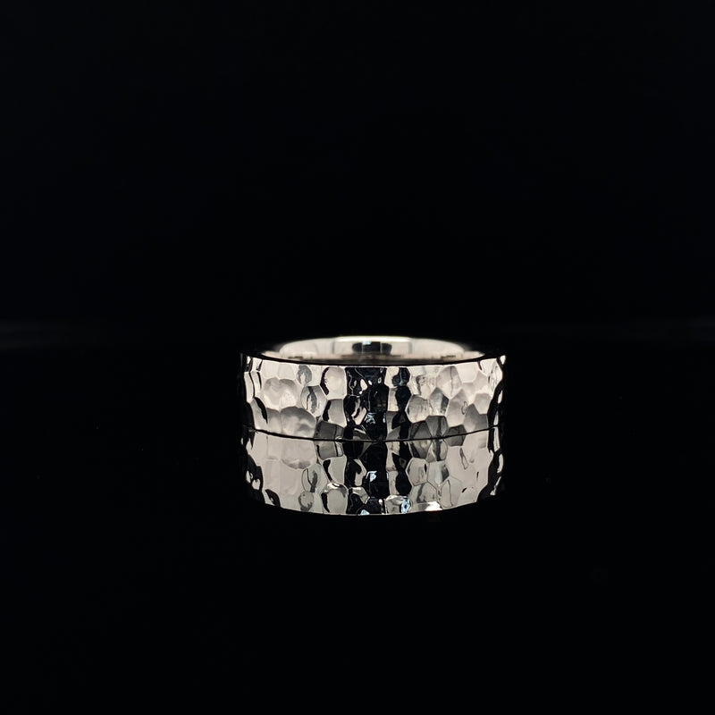 Textured 18k white gold ring