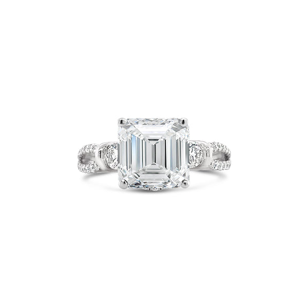 Emerald cut ANTIQUE STYLE SPLIT SHANK DIAMOND RING