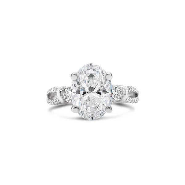 Oval cut white gold diamond engagement ring