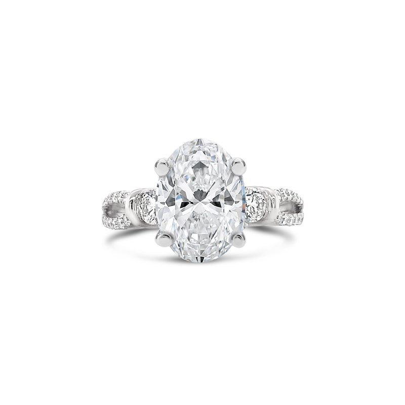 Oval cut white gold diamond engagement ring