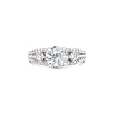 Round cut split shank with feature diamonds