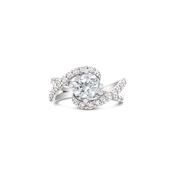 Modern twist shank diamond ring