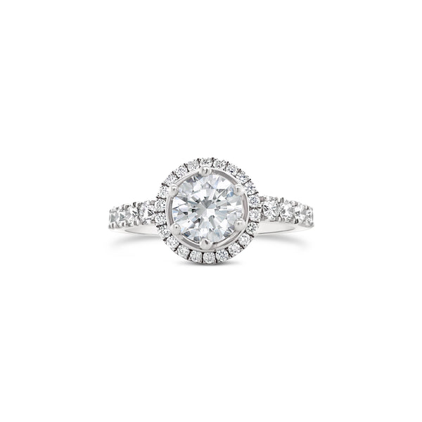 Classic round cut halo engagement ring