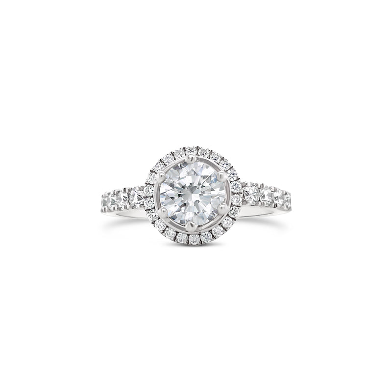 Classic round cut halo engagement ring