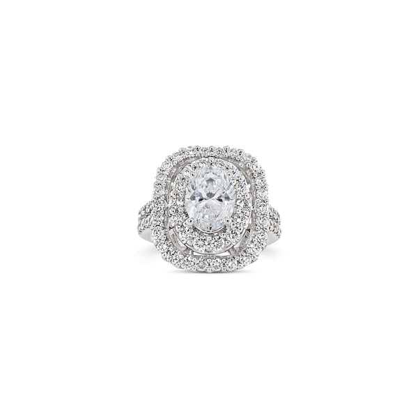 Oval cut rounded edge double halo