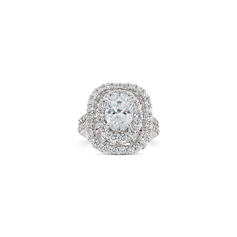 Oval cut rounded edge double halo
