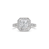 Edged halo princess cut diamond ring
