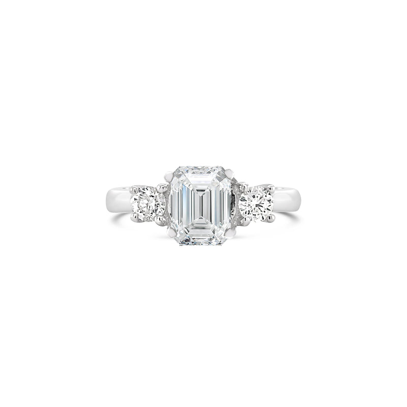 Three Stone Emerald Cut Engagement Ring