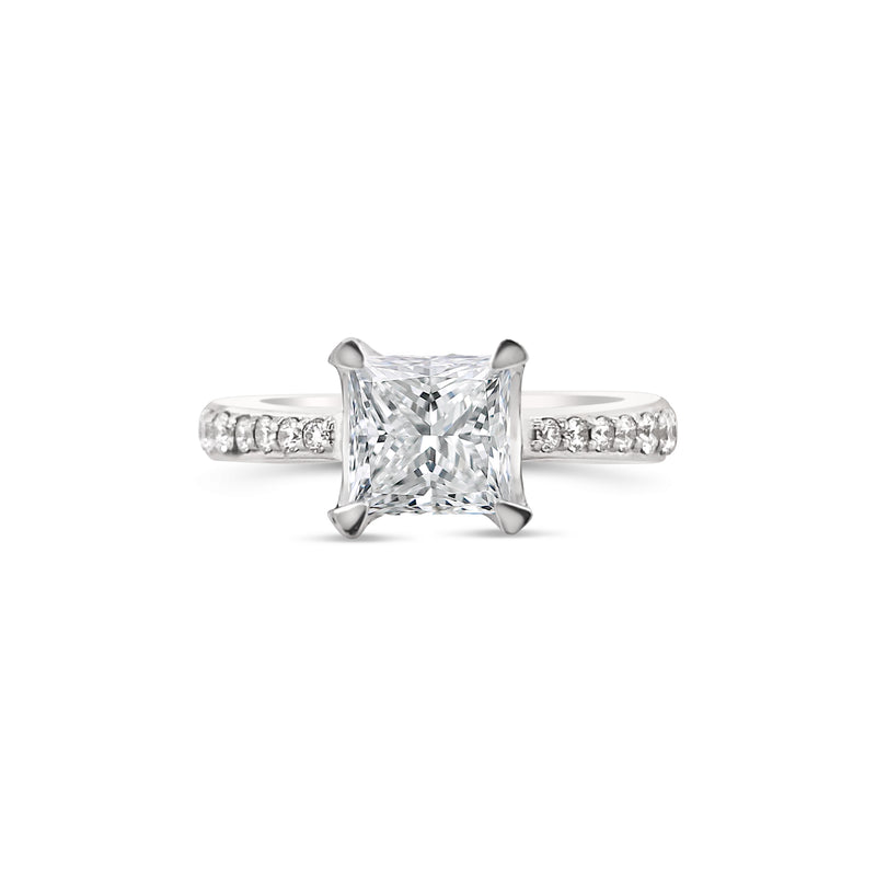 Tapered shank princess cut diamond ring